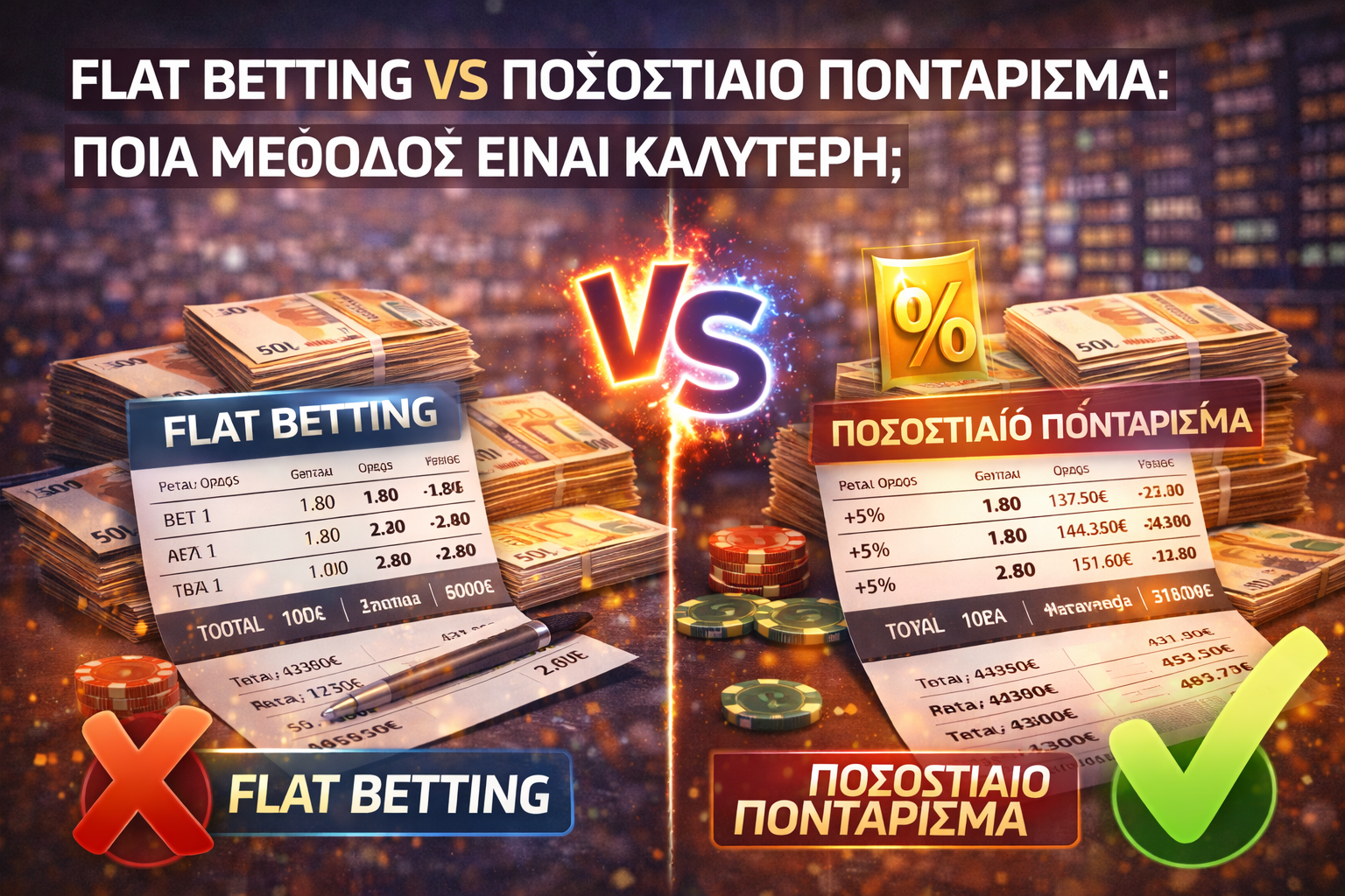 Flat betting vs ποσοστιαίο ποντάρισμα: ποια μέθοδος είναι καλύτερη